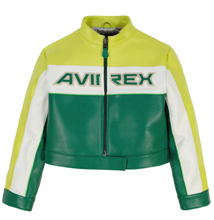 AVIREX CROPPED COLORBLOCK MOTO JACKET