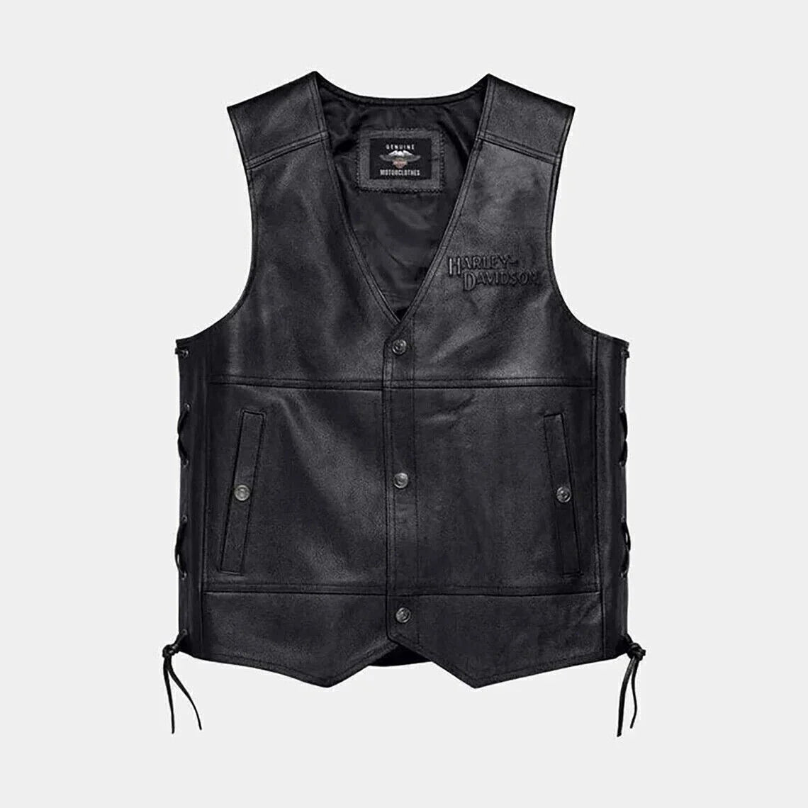 New Men's Black Harley Davidson Traditional Genuine HD Motorbike Leather Vest