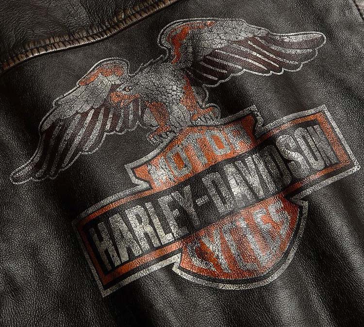 Women Harley Davidson Distressed Leather Biker Jacket
