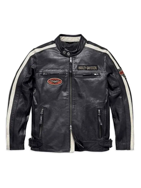 Harley Davidson Command Mens Motorcycle Mid-Weight Leather Jacket