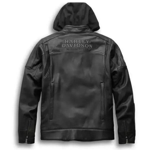 Men's Harley Davidson Biker Leather Jacket with Hood