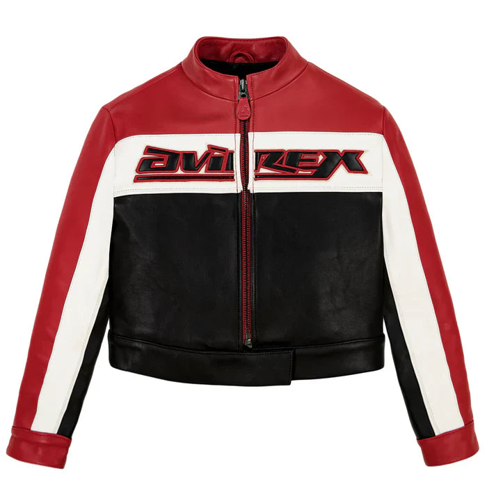 AVIREX CROPPED COLORBLOCK MOTO JACKET