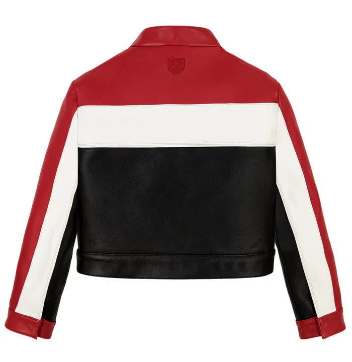 AVIREX CROPPED COLORBLOCK MOTO JACKET