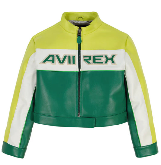 AVIREX CROPPED COLORBLOCK MOTO JACKET