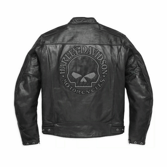 Harley Davidson Men's Reflective Skull Leather Jacket