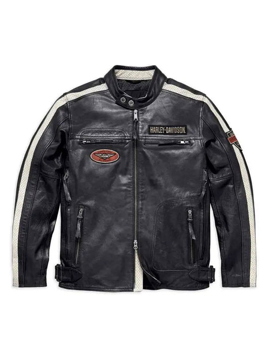 Harley Davidson Command Mens Motorcycle Mid-Weight Leather Jacket